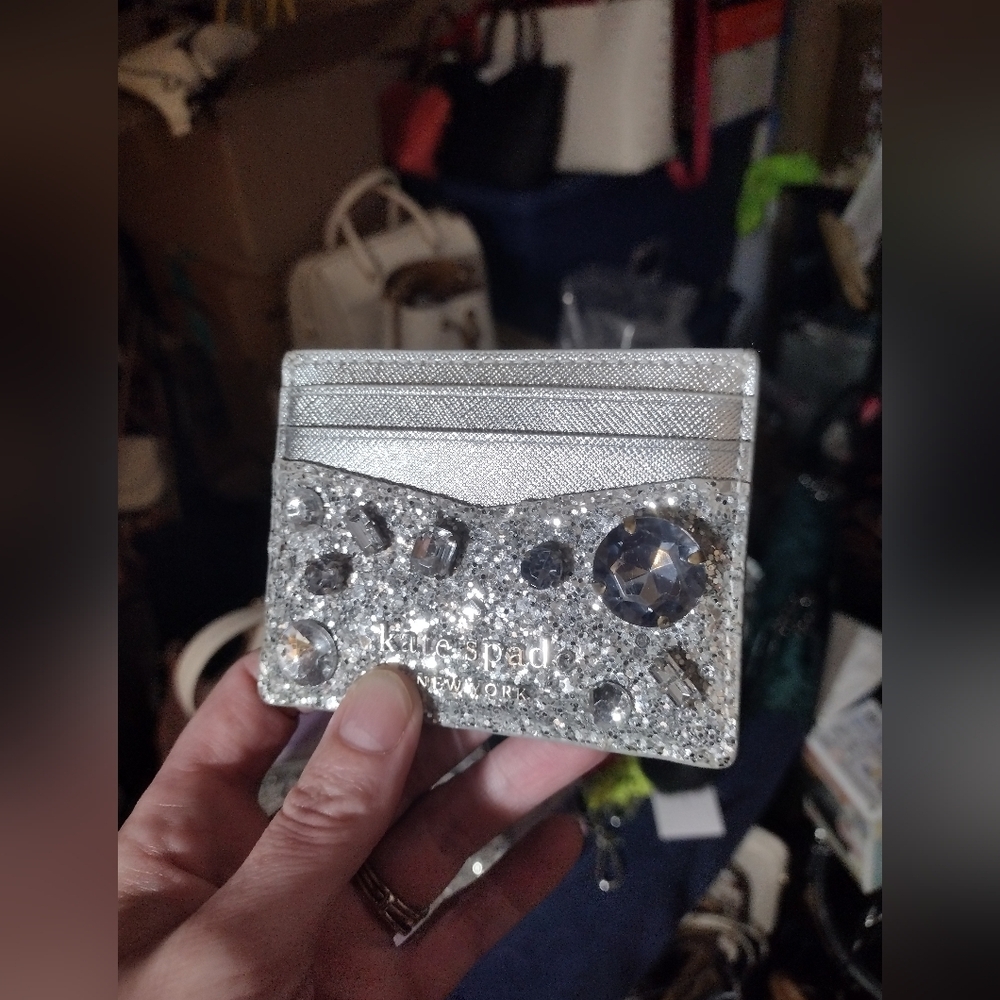 [Kate Spade] authentic metallic tinsel camera crossbody bag & matching card case - Picture 5 of 15
